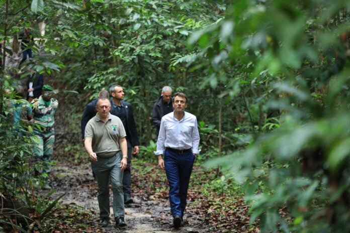 Medias241.com-GABON-One Forest Summit : visite du président français, Emmanuel Macron à l’Arboretum Raponda Walker